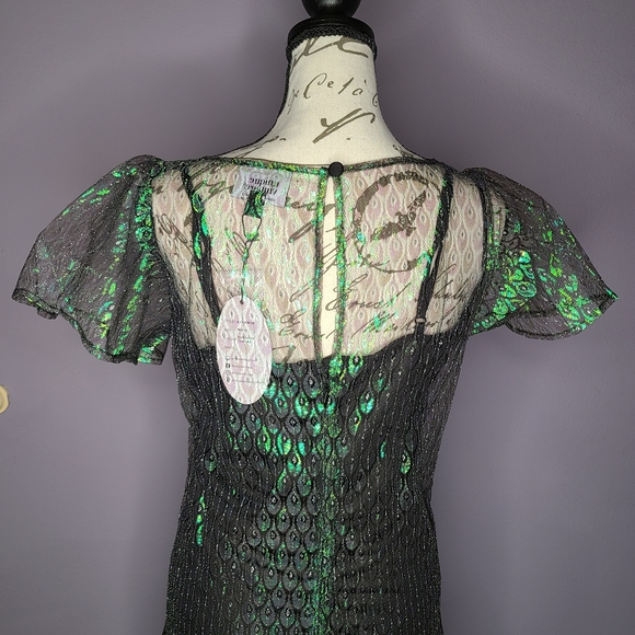 Unique Vintage Peacock Flapper Dress - Picture 7 of 16